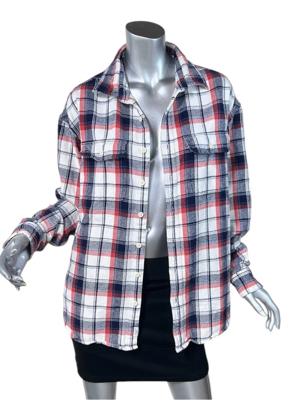 American Eagle Medium Tall Button Down Plaid Shacket Flannel Shirt Jacket
